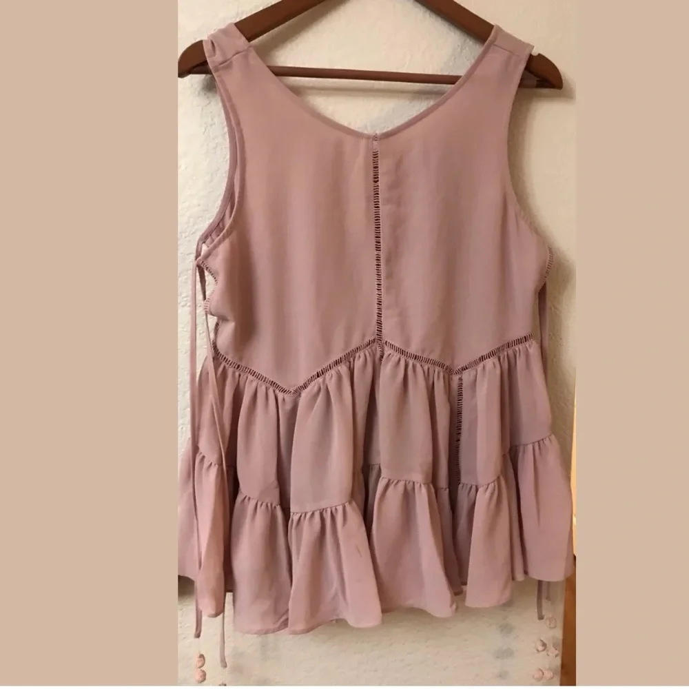 Romeo Juliet Couture Pink Flared Eyelet Blouse - Picture 3 of 8